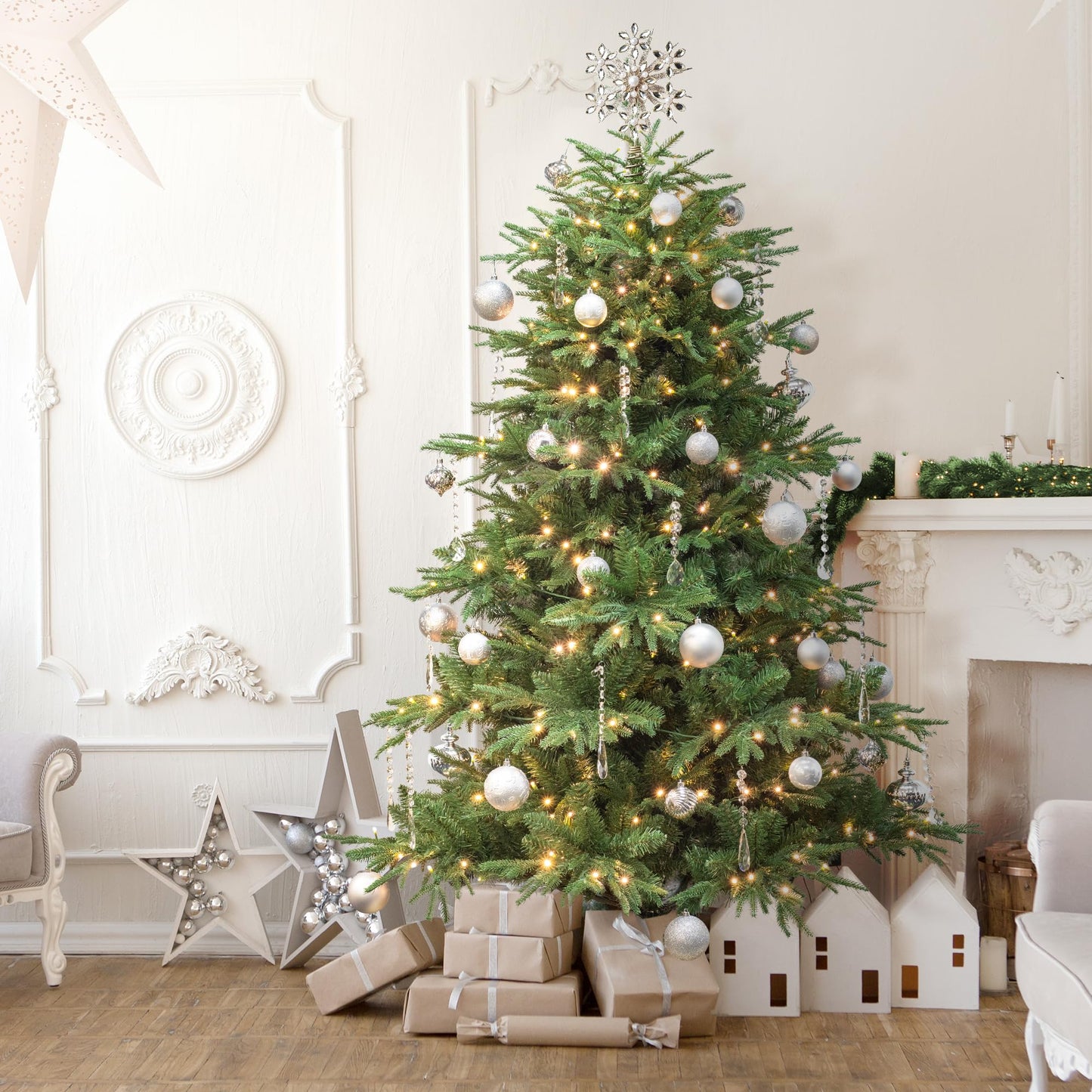 KI Store 34ct Christmas Ball Ornaments Shatterproof Christmas Decorations Tree Balls for Holiday Wedding Party Decoration, Tree Ornaments Hooks included 2.36” (60mm Silver)