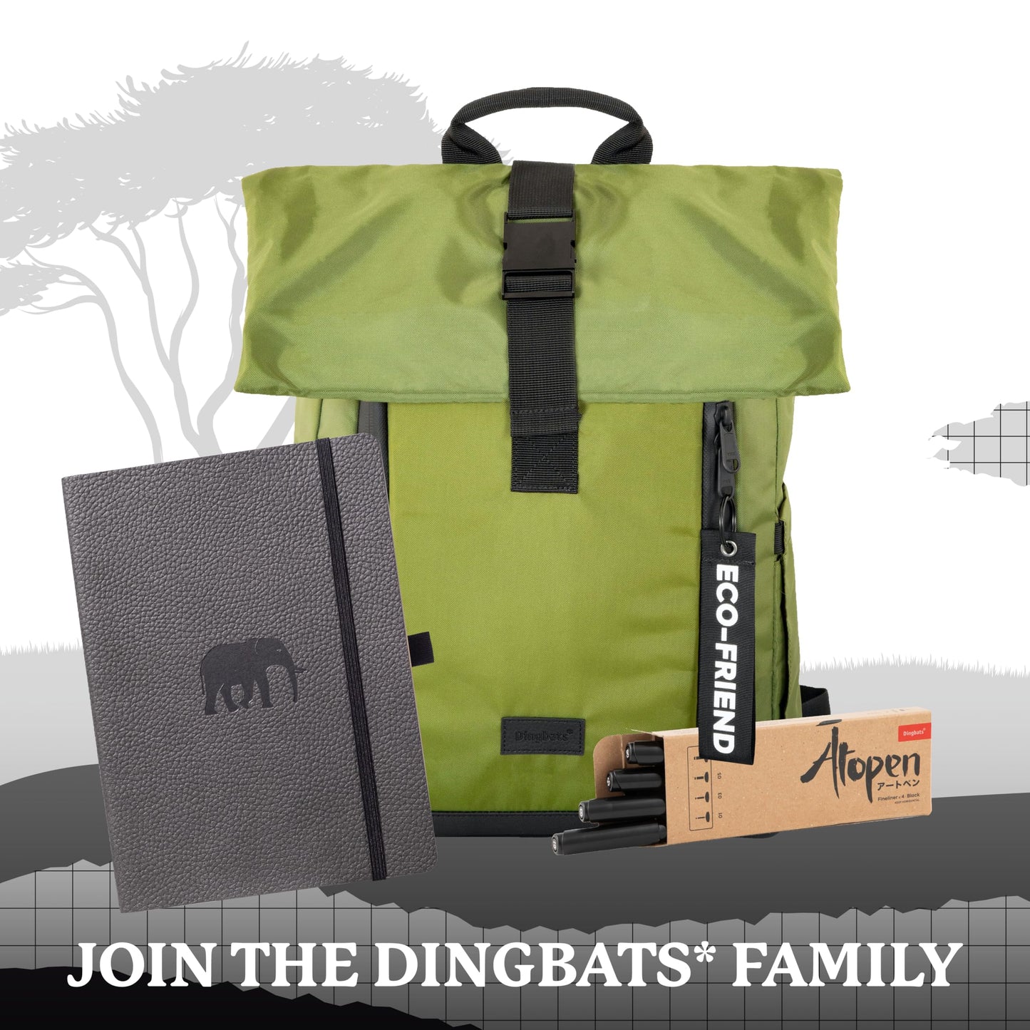 Dingbats* Wildlife Lined Writing Journal Notebook A5 - Vegan Leather Hardcover - Ideal for Work, Travel - Pocket, Elastic Closure, & Bookmark