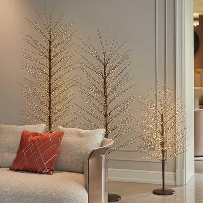 Hairui Lighted Brown Tree with 576L Warm White Fairy Lights 4FT, Twig Tree with Lights for Indoor Outdoor Home Christmas Winter Holidays Party Decoration