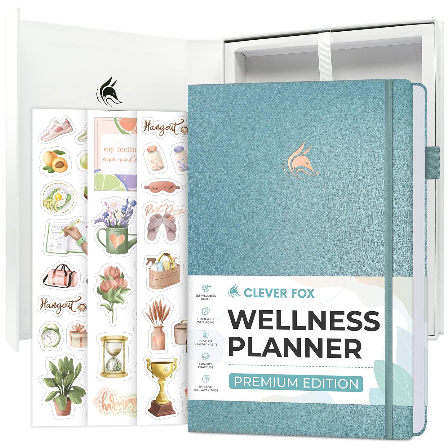 Clever Fox Wellness Planner Premium – Daily Lifestyle Journal to Support Health, Nutrition & Exercise – Healthy Living Journal with Meal, Exercise & Habit Trackers – Lasts 3 Months (Aquamarine)