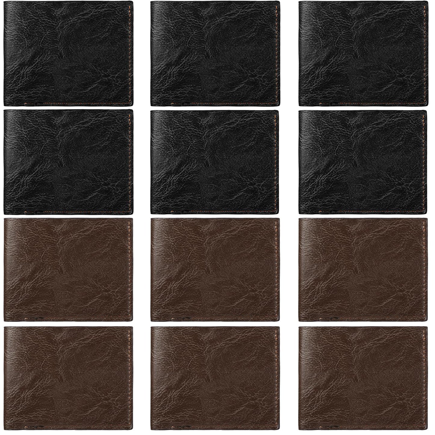 VZZNN 12 Pieces Wallet for Men,Leather Men's Wallets Bulk for DIY Engraving,With Money Clip,Card Holder(6 Black & 6 Light Brown)