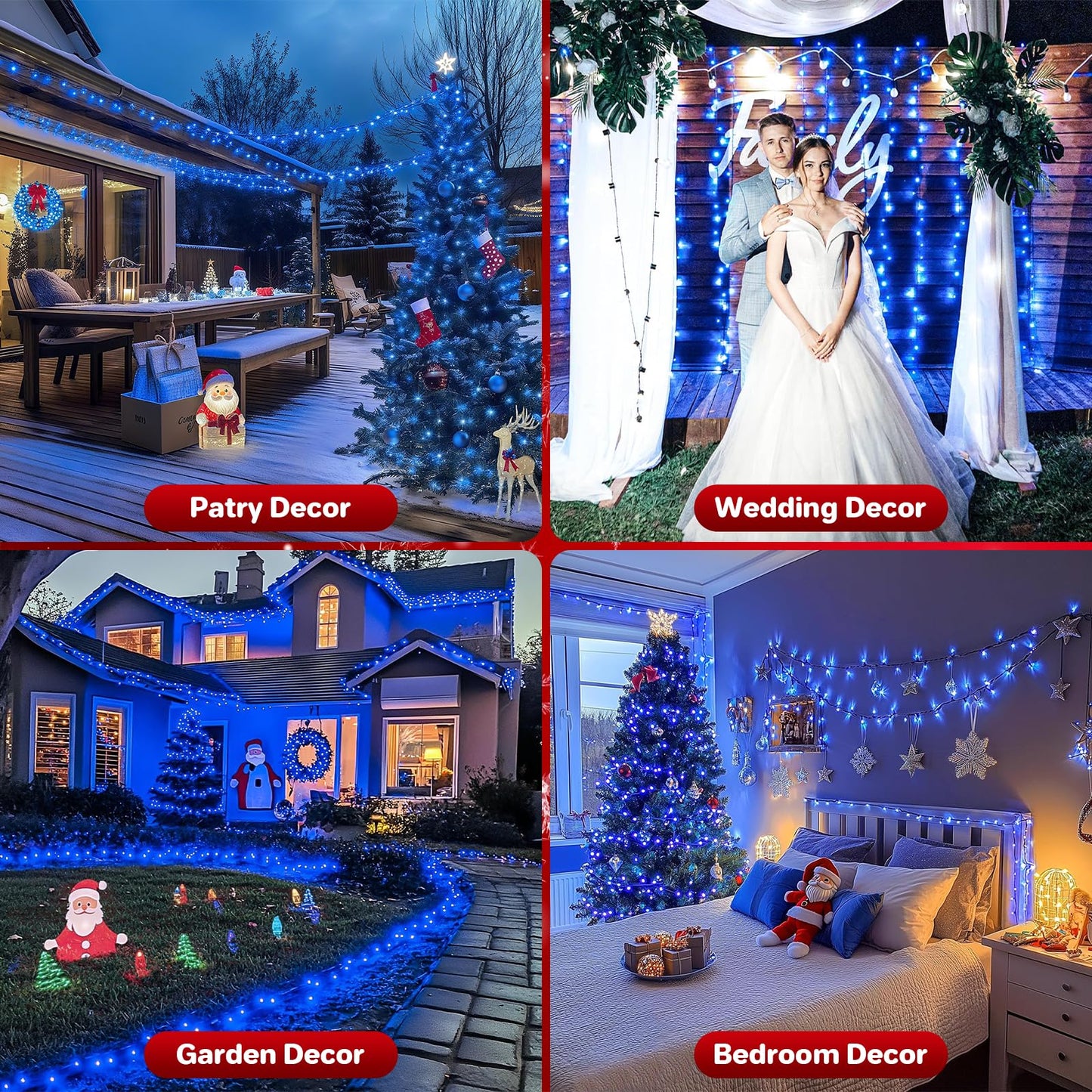 Extra Long 132ft Christmas Decorative Mini Lights, 400 LED Green Wire Fairy Starry String Lights Plug in, Timer & Memory & 8 Modes, for Indoor Outdoor Xmas Tree Wedding Party Decoration,Blue