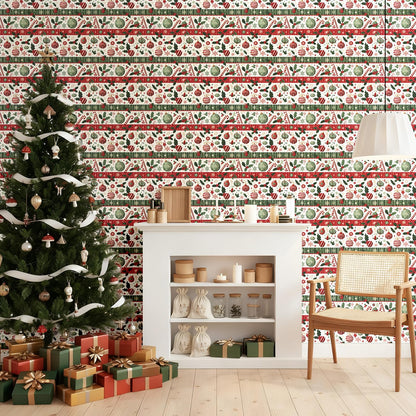 Kitico Christmas Peel and Stick Wallpaper Roll – Self Adhesive Decorative Wall Paper & Christmas Wrapping Paper 17.3"x196.8"