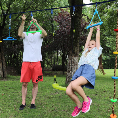 Rainbow Craft 3-Pack Kids Ninja Monkey Bars - Trapeze Swing Bars for Ninja Obstacle Course Attachments - 3pc of Blue, Red & Green Color
