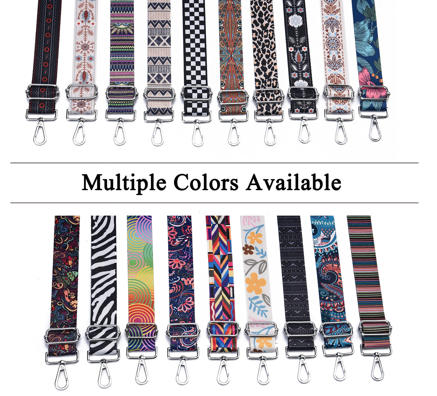 LVYOUME Wide Purse Strap Adjustable Replacement Crossbody Bag Strap Silver Hardware Shoulder Straps for Canvas Tote Handbags