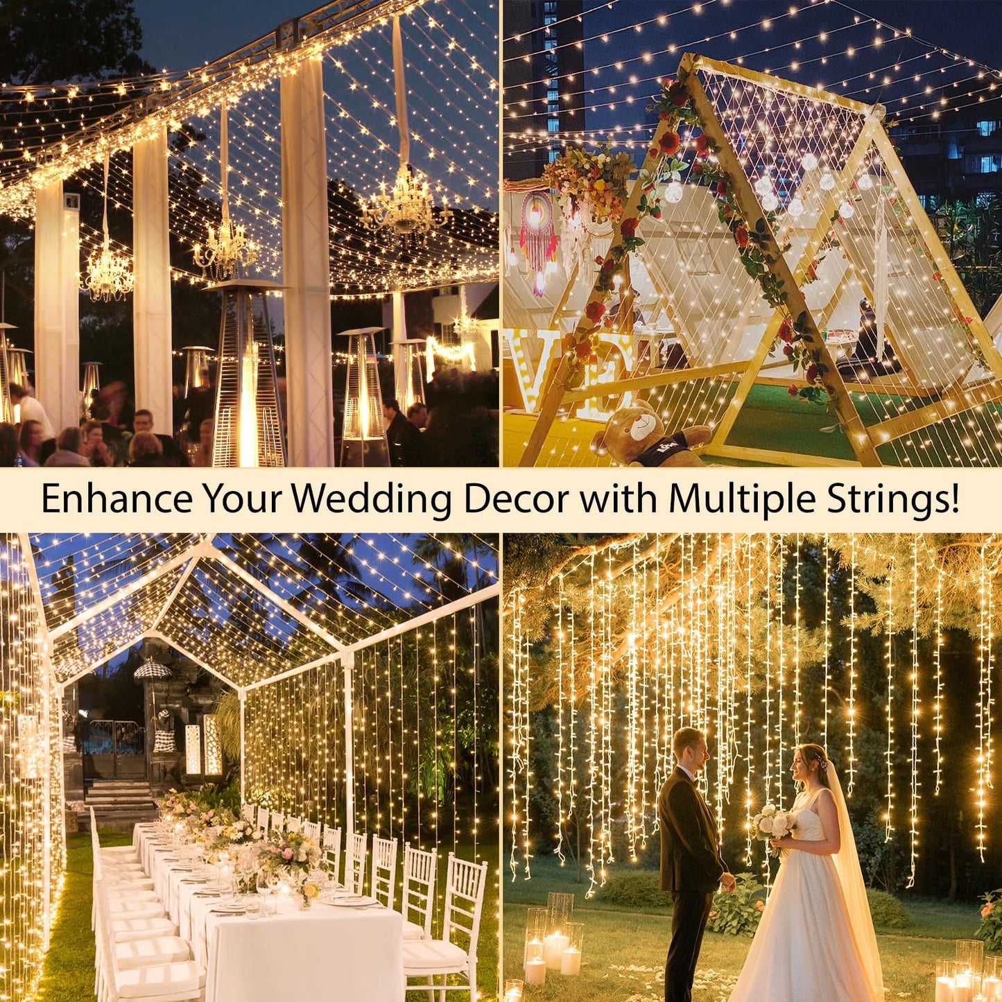 suddus 200 Led Connectable Christmas Lights Outdoor Waterproof, 66ft Fairy Lights Plug in with Remote, Warm White Christmas Tree Light Indoor for Bedroom, Dorm, Xmas Party, Porch, Patio, Garden Decor