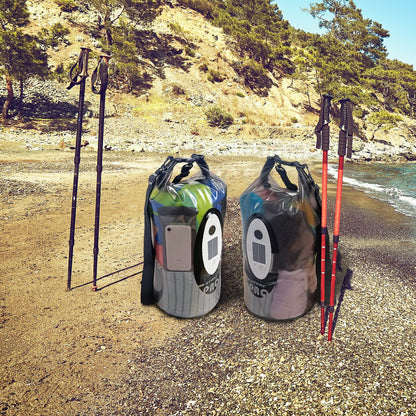Qoolife Dry Bag Waterproof with Solar Bluetooth Speaker & Light - 20L Roll Top Dry Sack Keeps Gear Dry for Men Women Kayaking, Beach, Rafting, Boating, Hiking, Camping and Fishing