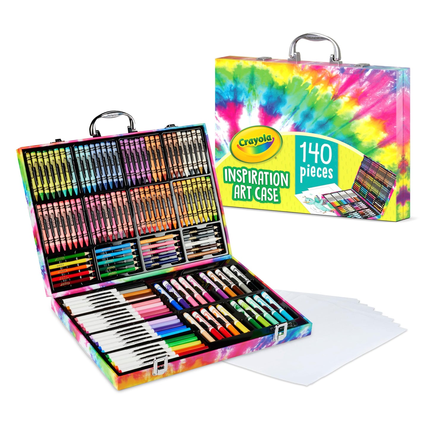 Crayola Inspiration Art Case Coloring Set - Tie-Dye (140ct), Essential Easter Basket Stuffers, Art Supplies Set For Kids, Travel Drawing Kit, Gift for Girls & Boys, Ages 5+ [Amazon Exclusive]