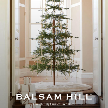 Balsam Hill Lodge Faux Fur Christmas Tree Skirt - Premium Rustic and Luxurious Fur Accents in Brown and Ivory for Tree Decor, Ivory, 60"