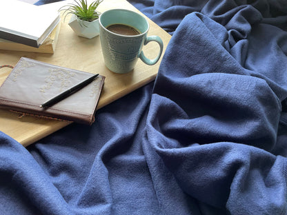 Wolf Essentials Cozy-Soft Microfleece Travel Blanket, 50x60 Inch, Lightweight, Compact, Perfect for Airplane and Car, Navy