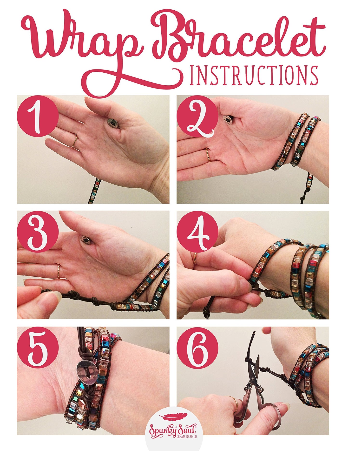 SPUNKYsoul 3 Wrap Dazzling Multi Color Crystal Leather Bracelet Collection