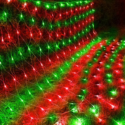 198 LED Christmas Net Lights Plug in, 9.8 FT x 6.6 FT Red Green Waterproof Net Lights Outdoor, 8 Twinkle Modes Mesh Fairy Light for Xmas Tree Bush Garden Ceiling Holiday Decoration