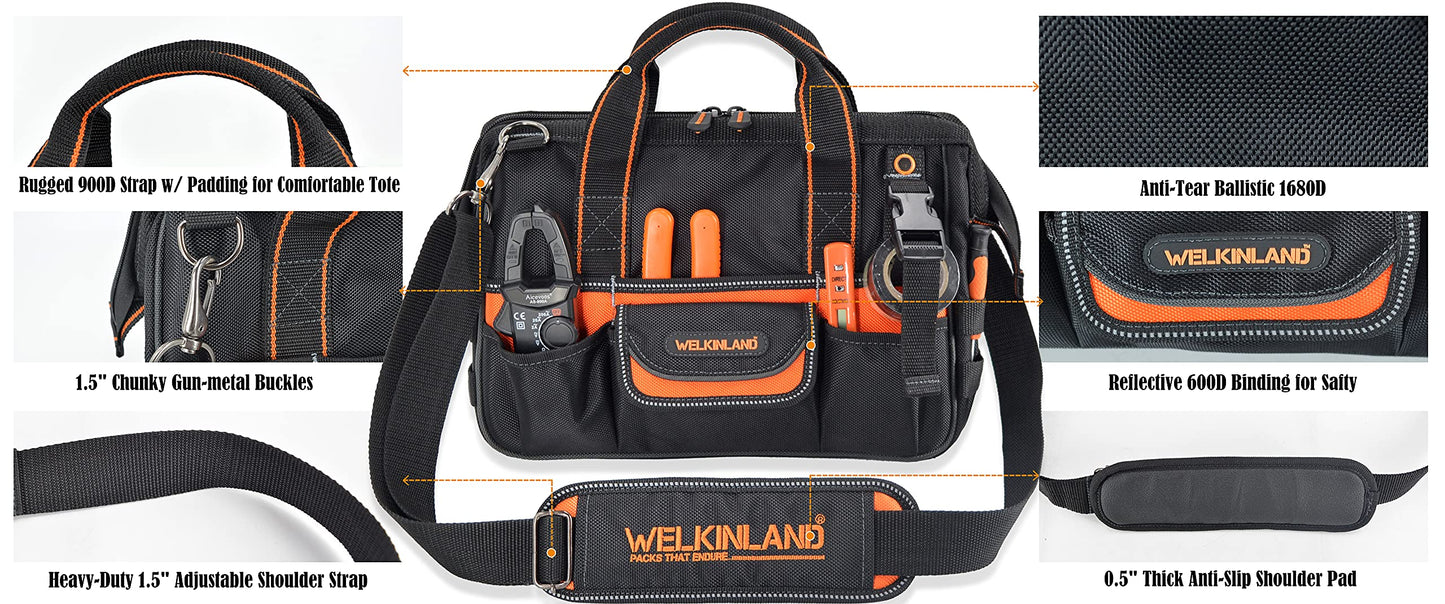 WELKINLAND 13-Inch Small Tool Carrier, Electrician's Organizer, HVAC Tech's Bag, Men's Drill Bag