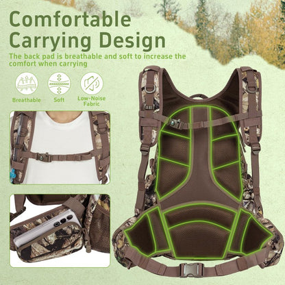 OUUTMEE Hunting Backpack with Waterproof Rain Cover, 35L Hunting Backpacks for Men, Durable Large Capacity Hunting Day Pack with Rifle Bow Holder