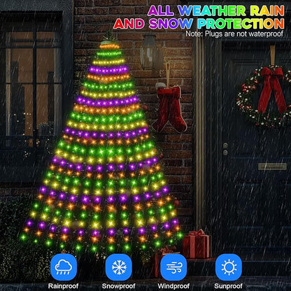 30+ Modes Ring Christmas Tree Lights Indoor Outdoor - 6.56Ft x 12 Lines 288 LED Easy App Control Color Changing Timer Remote Waterproof for 6 7 Ft Xmas Trees (Warm White to Multicolor)