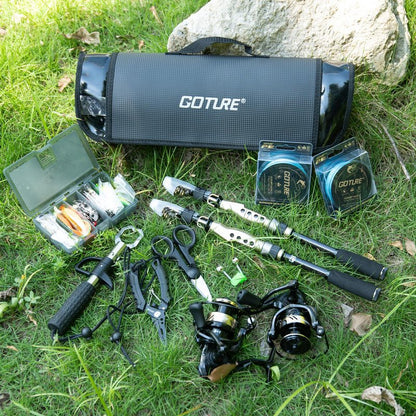 Goture Fishing Rod and Reel Combo - 7FT Carbon Fiber Telescopic Fishing Pole - Spinning Reel 9+1 Shielded Bearings Stainless Steel BB - B