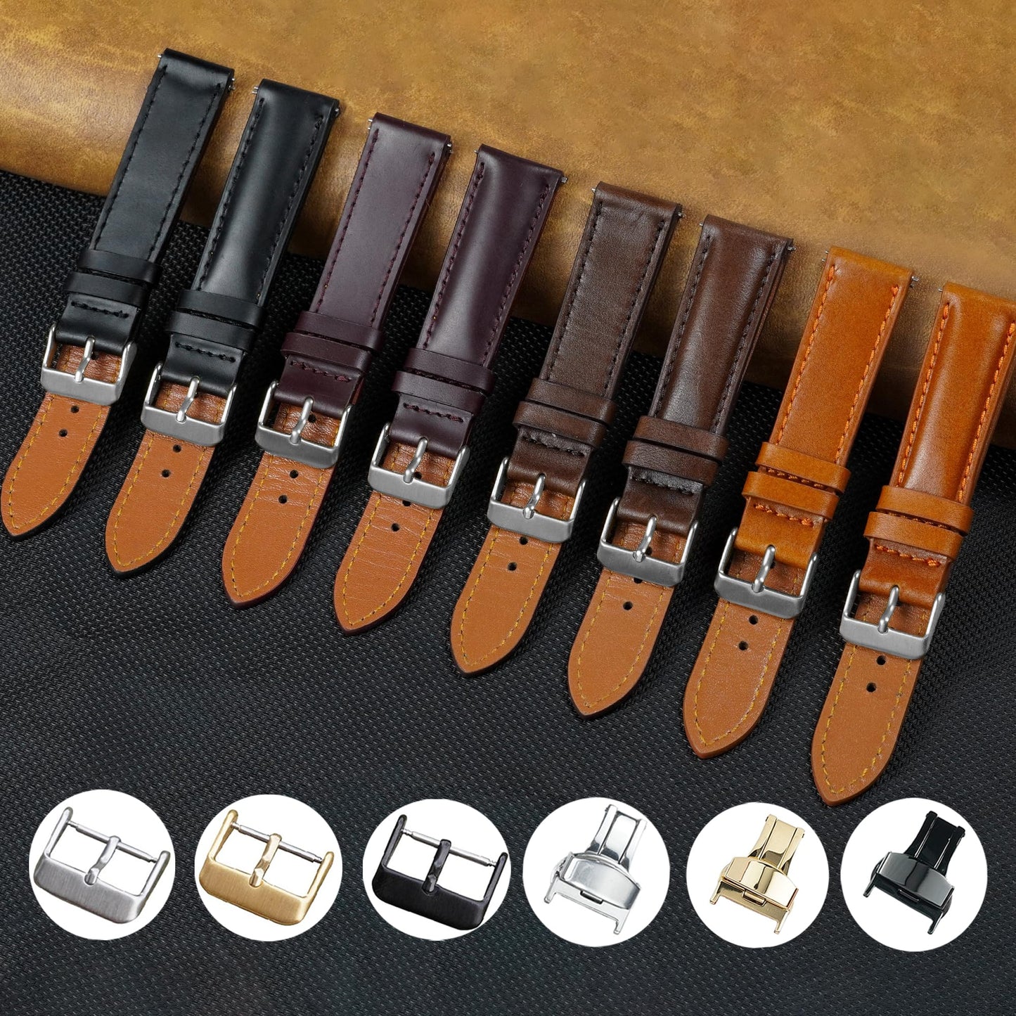 vinacreations 20mm Vintage Tan Brown Leather Watch Band Men Quick Release Replacement Strap Soft Handmade Wristband Stainless Steel Buckle, Christmas Fathers Day Gift for Dad Husband DH-202-20MM