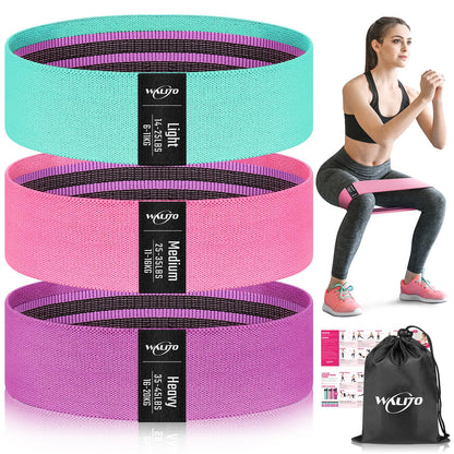WALITO Resistance Bands for Working Out, Fabric Exercise Bands for Legs and Butt, Workout Bands for Women and Men, Booty Band for Yoga Starter Set, Pilates, Rehab, Fitness and Home Workout