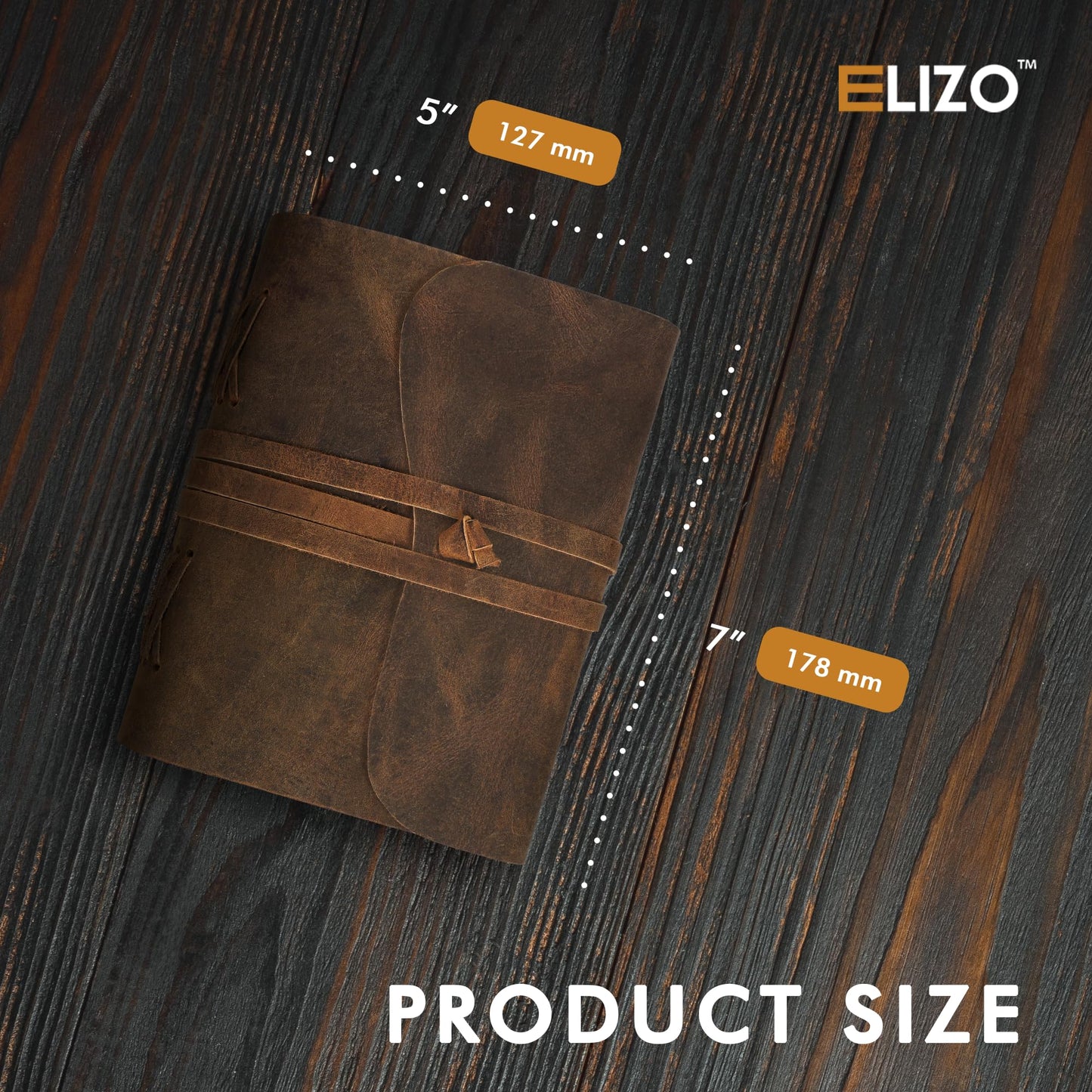 ELIZO Leather Journal Notebook Leather Bound Journal for Men Lined Writing Journals for Women, Small Travel Journal Diary (5x7)