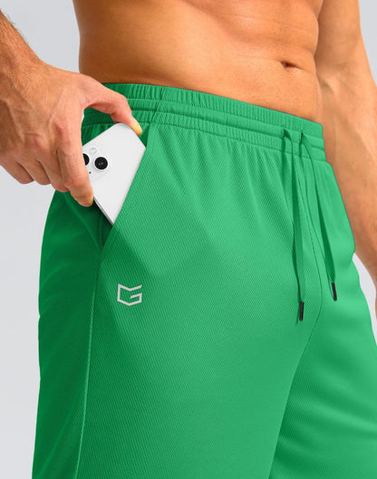 G Gradual Men's Athletic Shorts with Pockets 9" / 11" Long Basketball Shorts Lightweight Quick Dry Gym Workout Shorts for Men(Green,M)