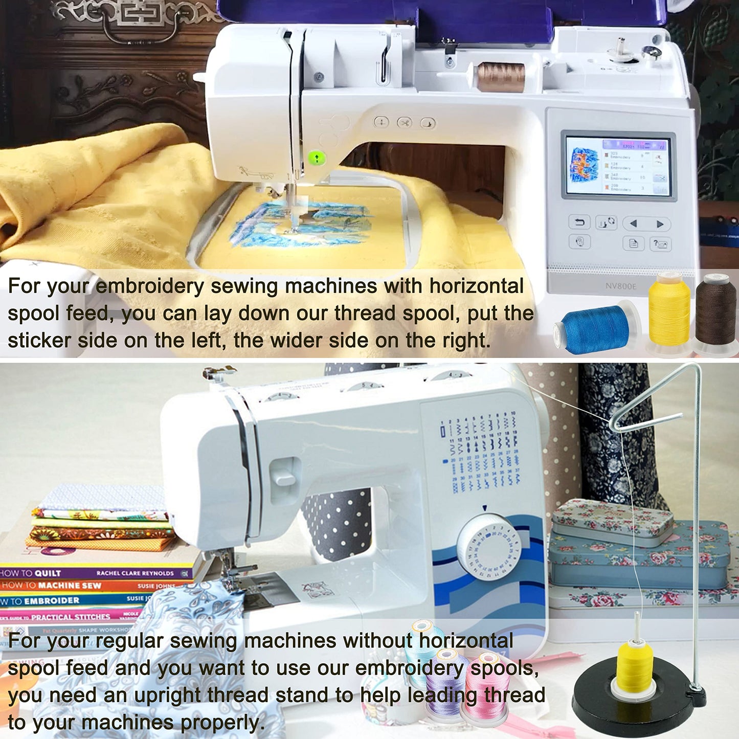 New brothread 40 Colors Compatible with Brother Polyester Embroidery Machine Thread Kit 500M (550Y) Each Spool Compatible with Brother Babylock Janome Singer Pfaff Bernina Embroidery & Sewing Machine