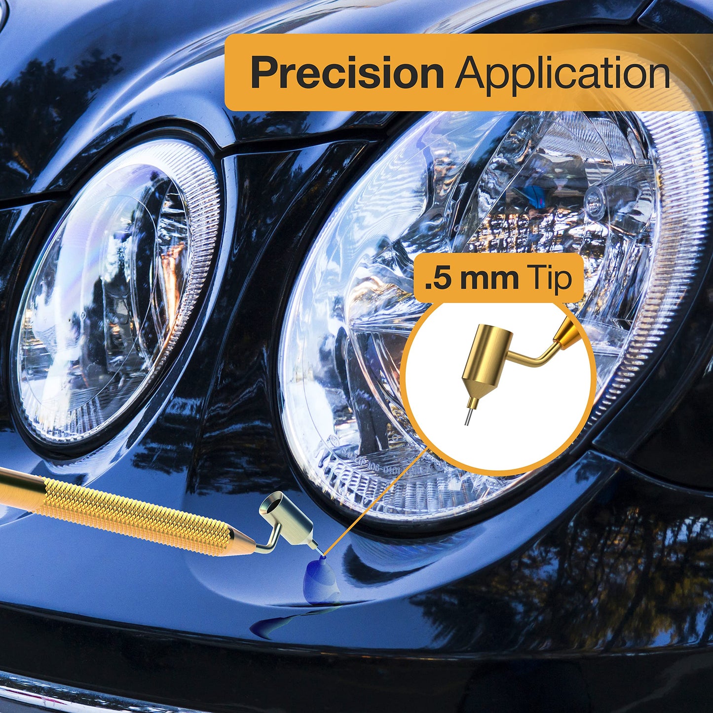 Gold Label Detailing Fine Line Fluid Writer Paint Applicator Pen | Precision Touch Up Paint | Perfect For Rock Chips and Scratch Repair | .5mm Tip Brass Construction