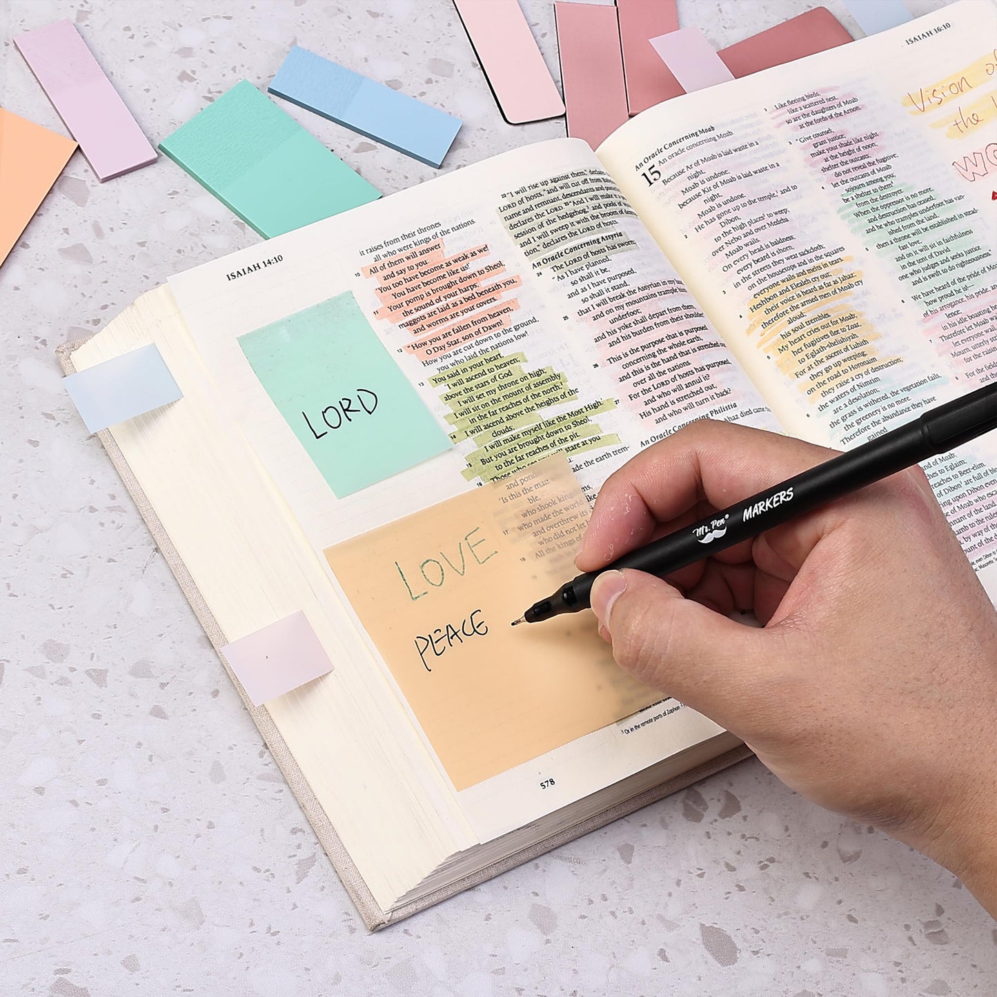 Mr. Pen- Bible Journaling Kit for Women, Bible Highlighters and Pens No Bleed, Pencil Case, Fineliner, Prayer Cards, Tabs, Magnetic Bookmarks, Transparent Sticky Notes, Mothers Day Gift