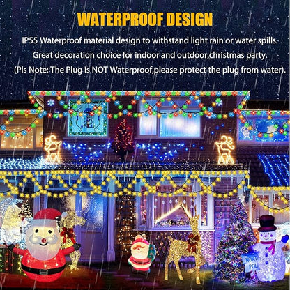 KAZOKU Christmas Light Outdoor 380LED 40FT Waterproof Fairy String Lights Extendable Half-Round Christmas Lights Remote Control 11 Lighting Modes House Indoor Yard Holiday Decorations(Warm&Multicolor)