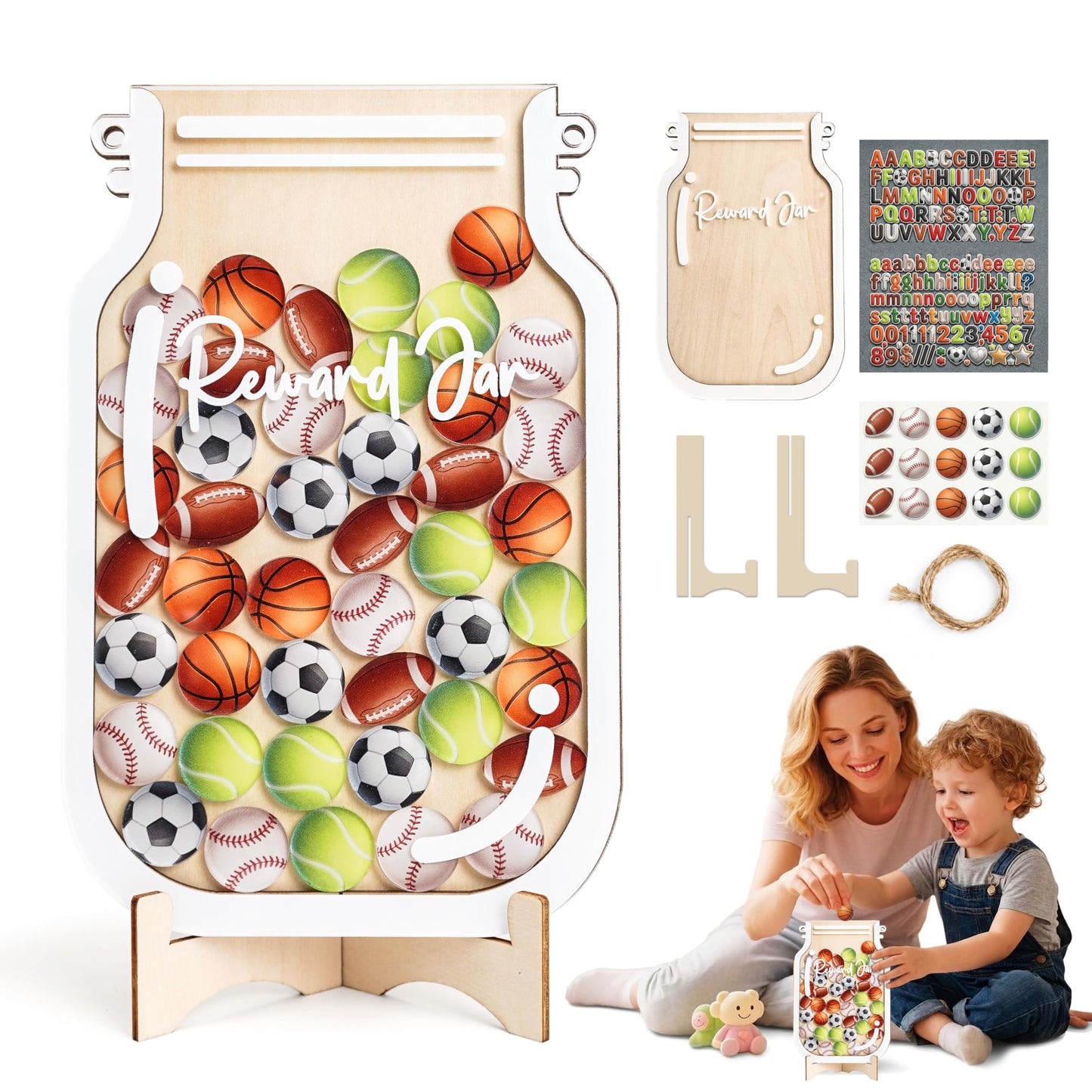 Mayvoro Reward Jar & Behavior Chart – Potty Training & Chore Chart for Children – 80 Stickers – Classroom & Home Behavior Tracker for Good Habits, Homework