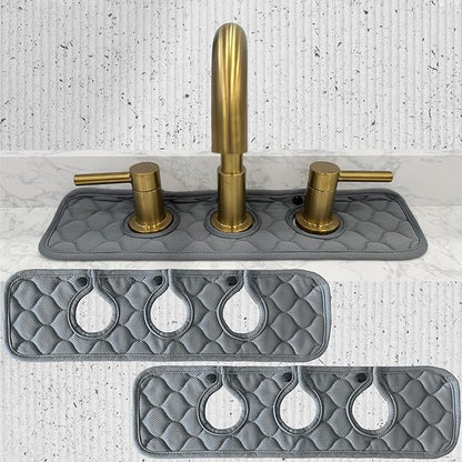 Bathroom Sink Splash Guard 3-Round-Hole : AHA HOMEWARE, Faucet Mat