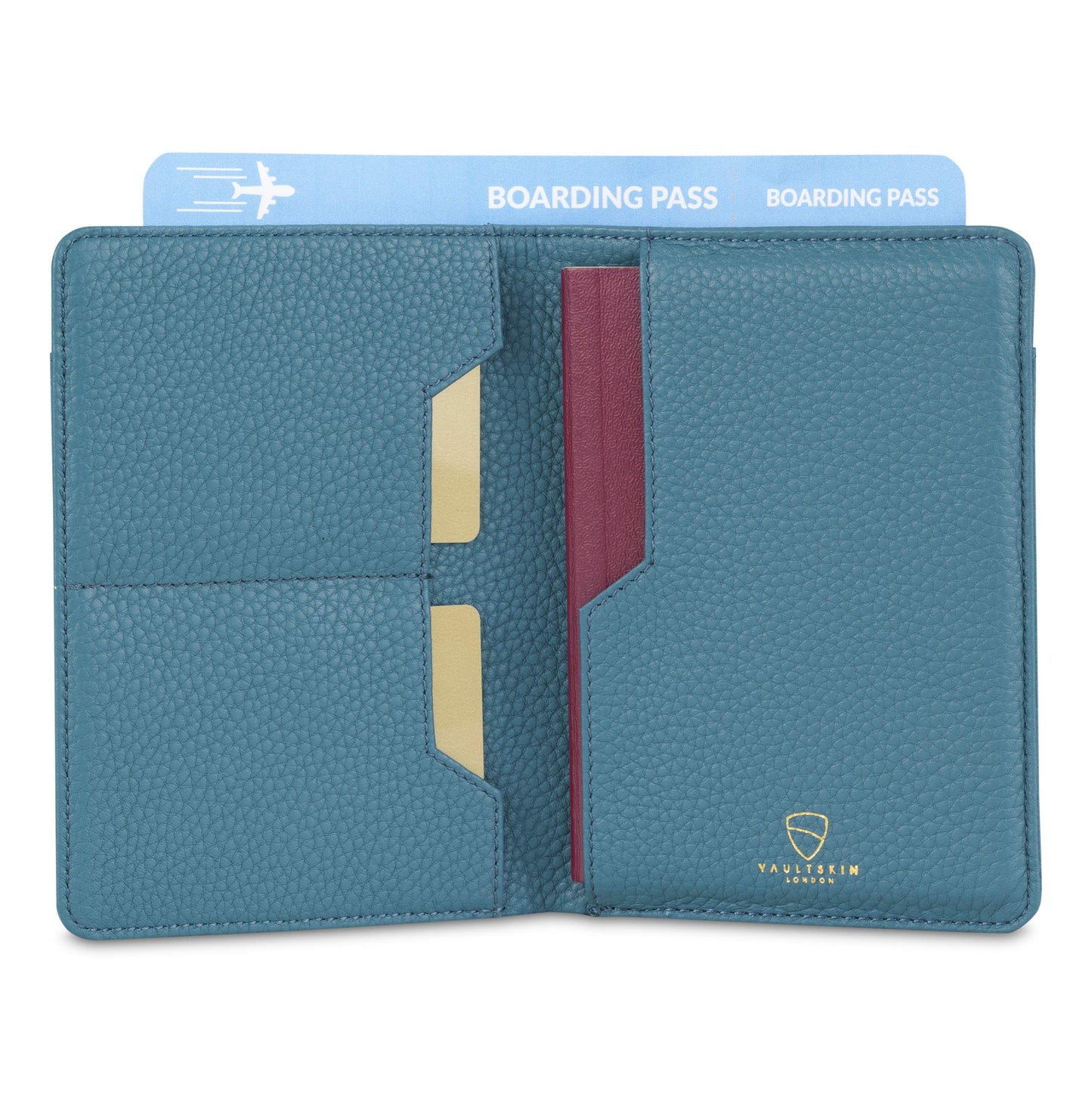 Vaultskin Leather Passport Holder, Slim RFID Blocking Travel Wallet for Men and Women, Fits Passport, Credit Cards, ID, Cash, Passport Cover Ideal Travel Accessories with Gift Box (Kensington)