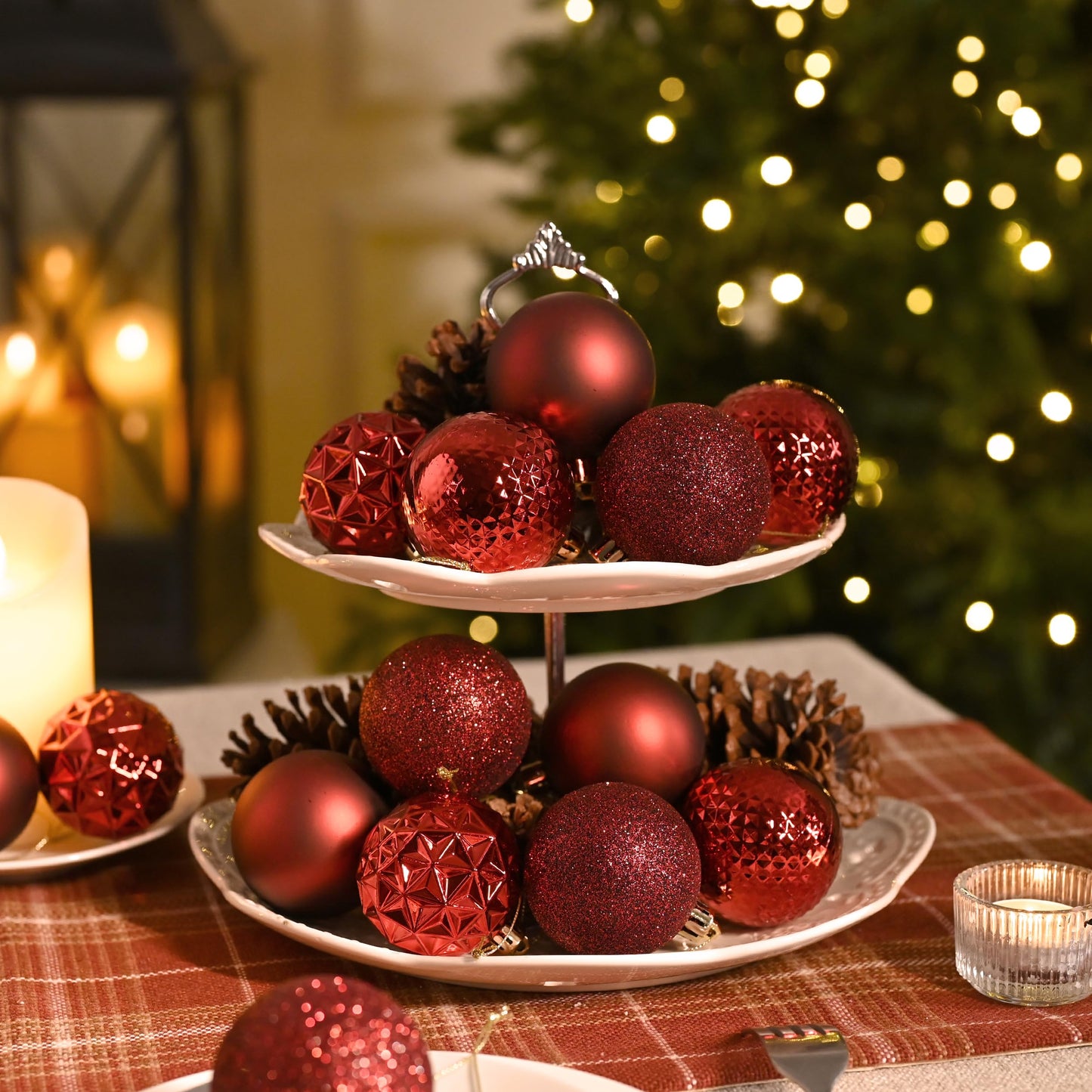 Valery Madelyn Christmas Tree Decorations Ornament Set, 50ct 2 Inches Burgundy Red Shatterproof Christmas Ball Ornaments Hanging Xmas Holiday Party Decor