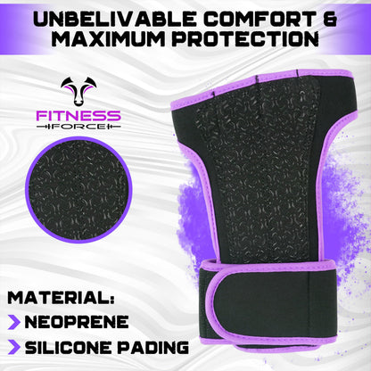 FITNESS FORCE Ventilated Weightlifting Gloves Workout Gloves for Men & Women with Built-in Wrist Wraps Fingerless Gym Gloves for Men Perfect for Exercise Fitness, Weight Lifting, Cross Training