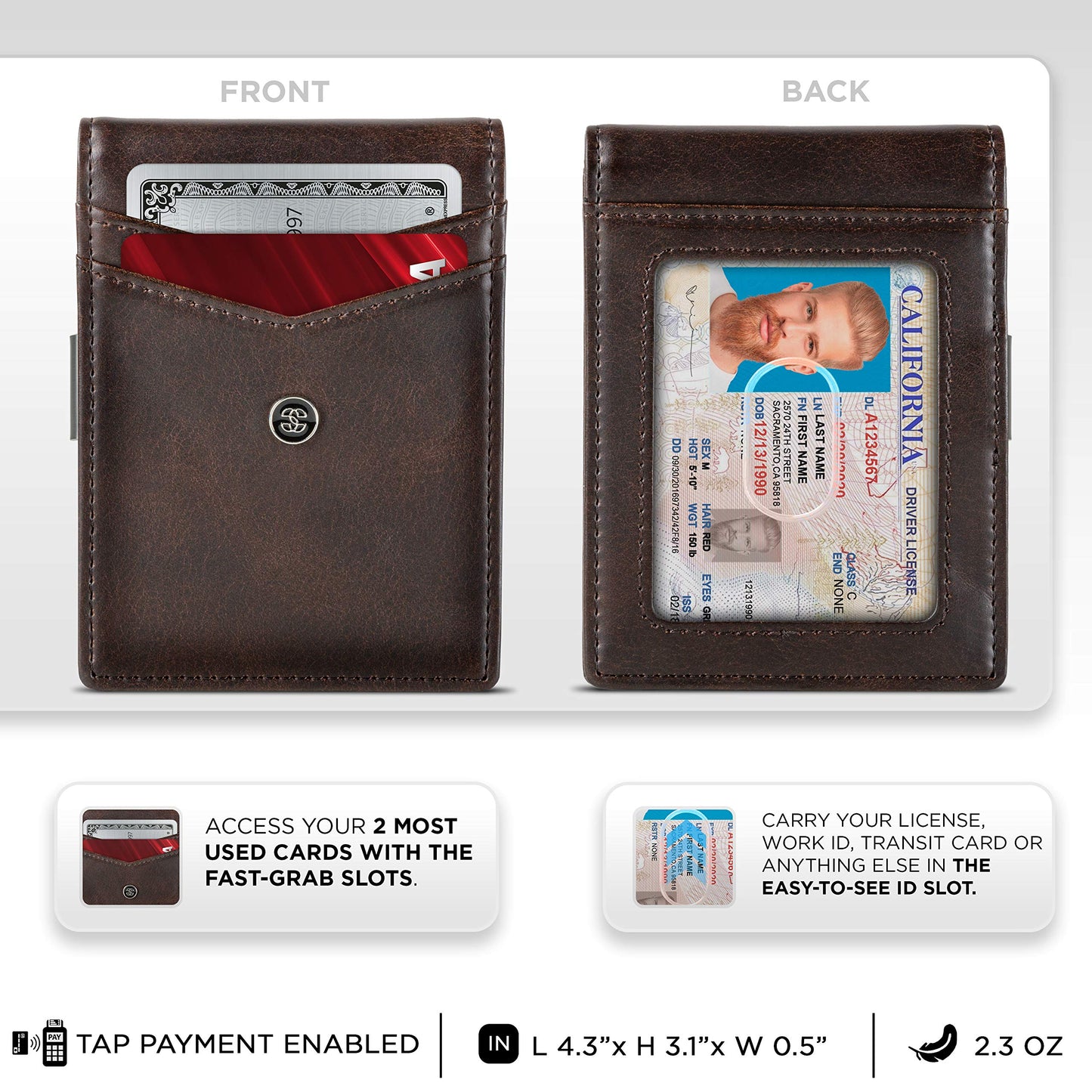 Suavell Slim Wallets for Men. Minimalist Bifold Wallet With Money Clip & ID Window. RFID Blocking Credit Card Holder Front Pocket Wallet, Gifts For Men - Husband Father On Birthday Anniversary.