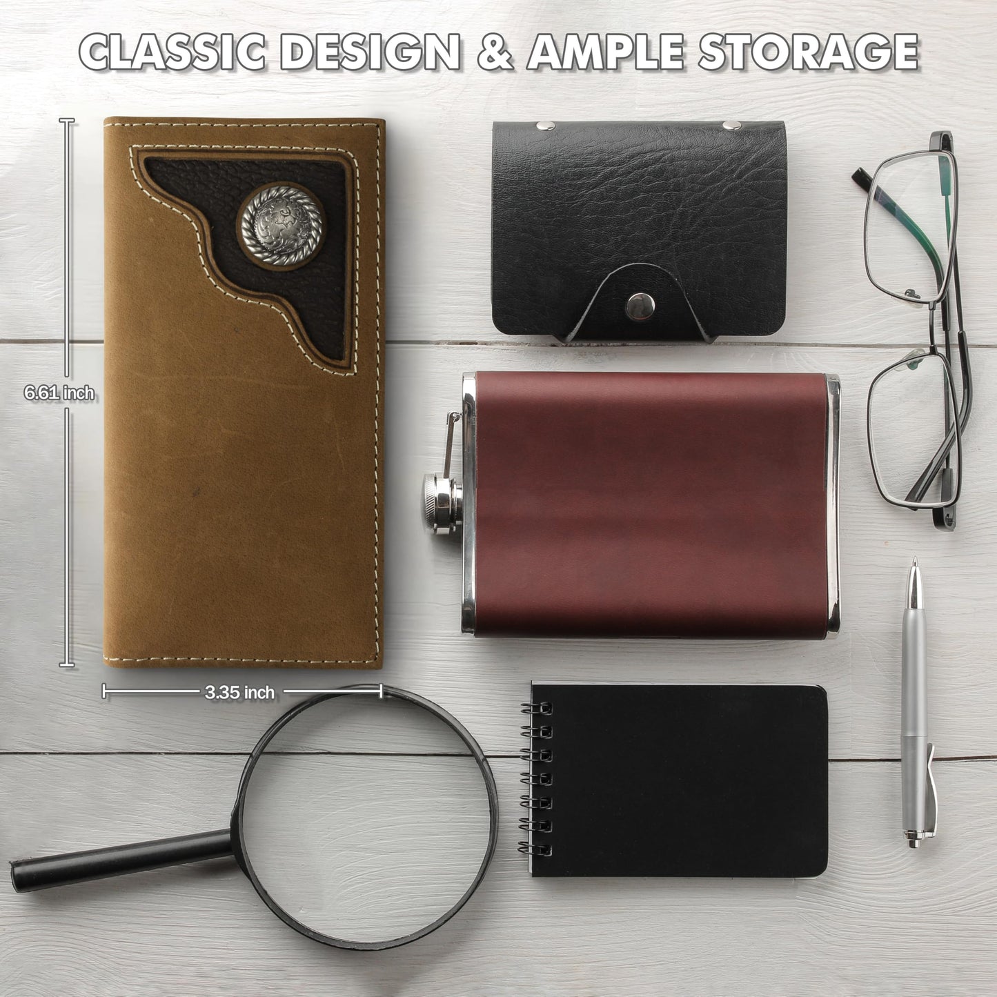 Wrangler Genuine Leather Bifold Wallet for Men - Long Wallets | Western Rodeo Wallets for Men with Extra Capacity & Gift Ready