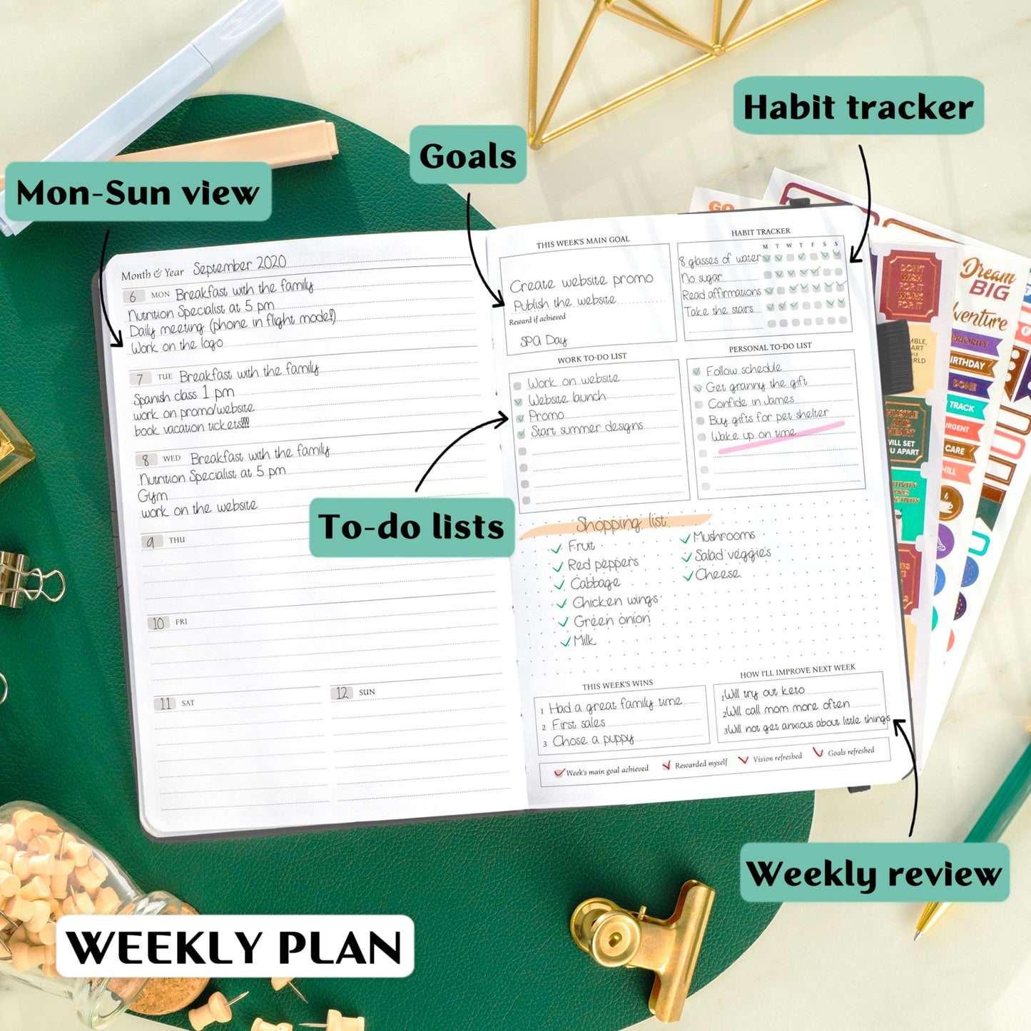 Legend Planner – Undated Weekly & Monthly Life Planner to Hit Your Goals & Live Happier, Organizer Notebook & Productivity Journal, A5 (Mystic Gray, Gold)