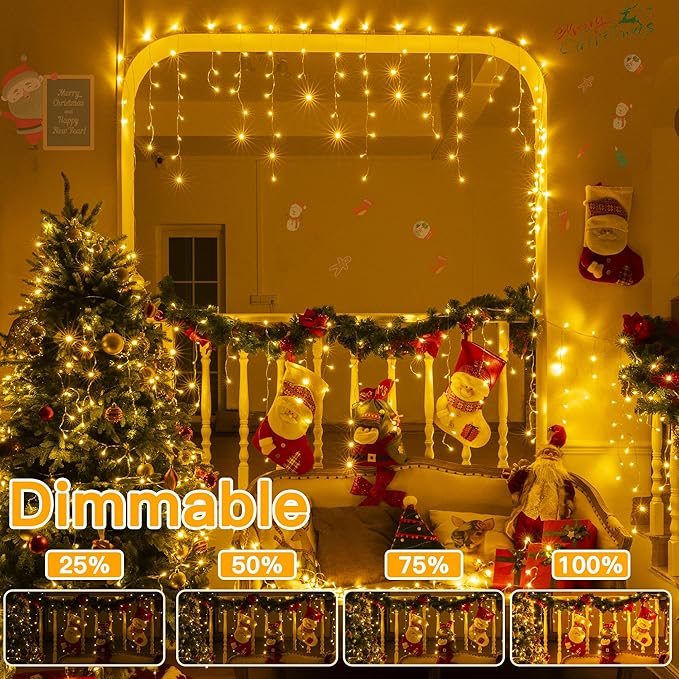 Ollny Icicle Lights for Outside 1000LED 82FT, Color Changing Christmas Light with Remote 11 Modes Timers Waterproof, Plug in Dimmable Hanging Lights for Outdoor Indoor House Roof Holiday