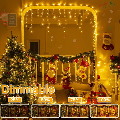 Ollny Icicle Lights for Outside 1000LED 82FT, Color Changing Christmas Light with Remote 11 Modes Timers Waterproof, Plug in Dimmable Hanging Lights for Outdoor Indoor House Roof Holiday