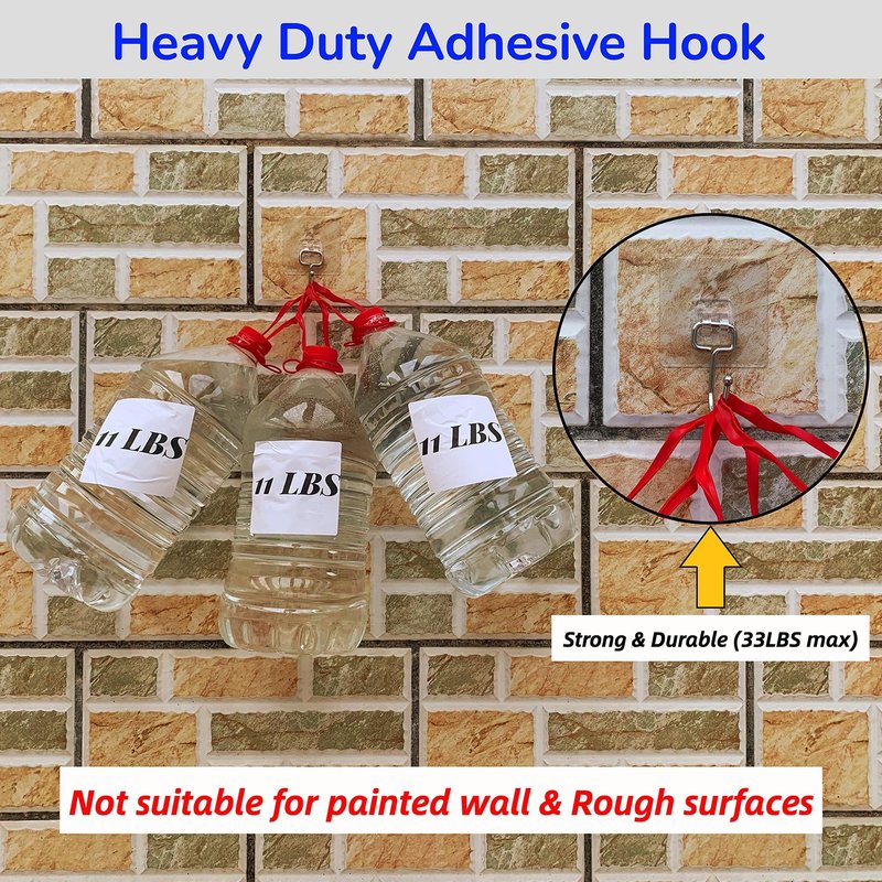 SZNKB Large Adhesive Hooks, 12-Pack Sticky Hangers for Hanging Heavy Duty, Transparent Waterproof Oil-Proof and Rustproof, Towel and Coats Hooks for Bathroom,Kitchen Home and Office