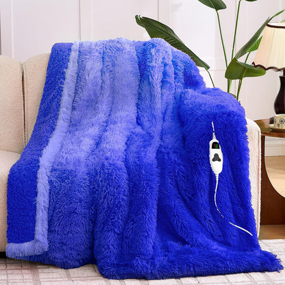 Heated Electric Blanket Throw,Warm Winter Birthday Gifts for Women Her Grandma-Faux Fur with Soft Sherpa,10 Heat Settings,5 Time Settings with Fast Heating, 50x60, Rainbow