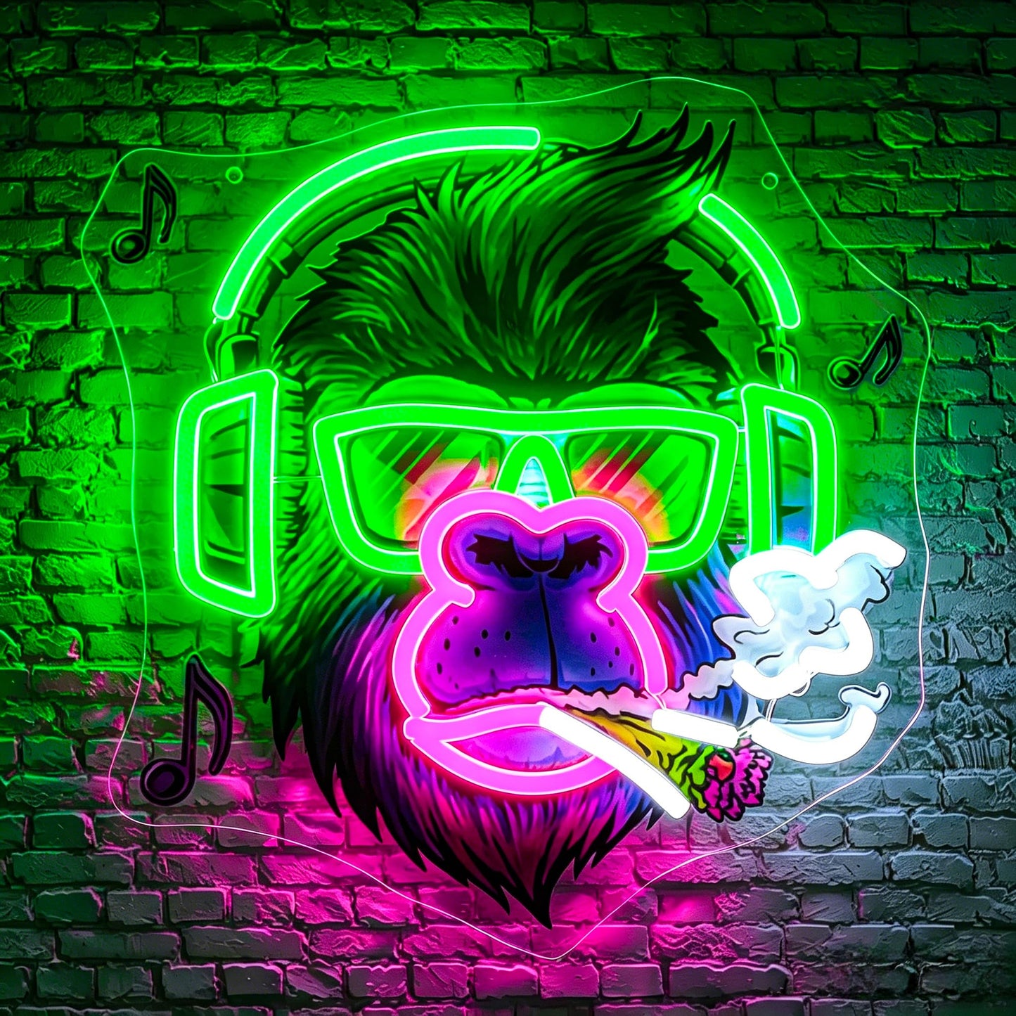 Gdbkabf Neon Sign, Gorilla Neon Signs for Wall Decor - Gorilla with Headphones LED Light for Game Room/Man Cave/Bar/Club - USB Powered Light Up Sign Decorations