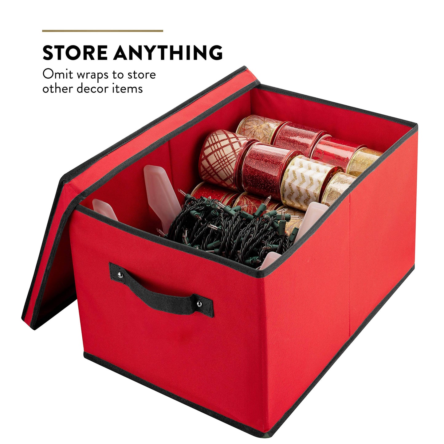 ZOBER Christmas Light Storage Reels - Christmas Light Organizer with 4 Plastic Wheels - Fits 200 Mini Lights Per Spool, Lights Storage - Strong & Durable Material - Stitched Reinforced Handles - Red