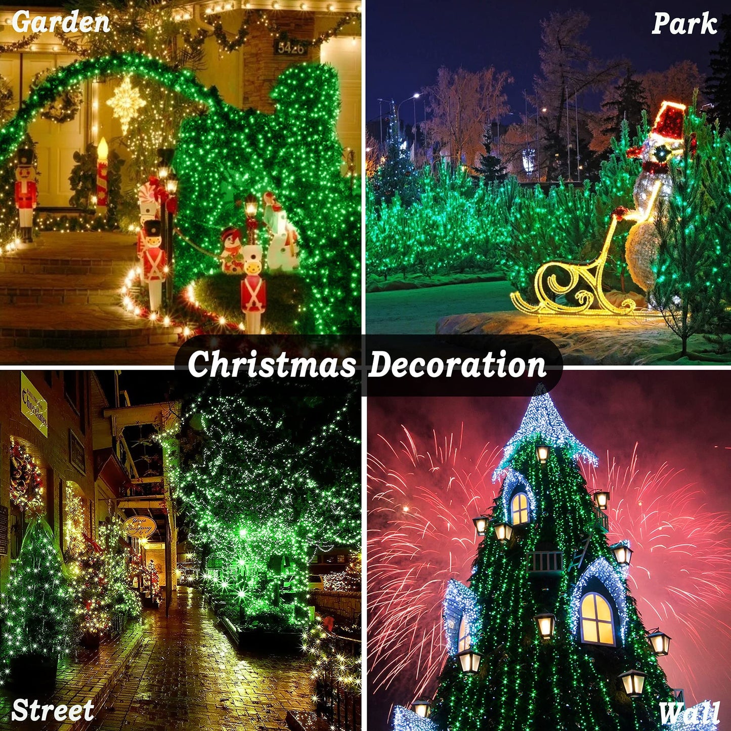 KNONEW 403ft 1000 LED Christmas String Lights Outdoor 8 Modes & Timer Fairy Light Plug in Waterproof LED Wedding Lights for Xmas Yard Tree Party Holiday Decor (Green)