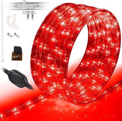 WYZworks 108LEDs 10ft LED Outside Rope Lights, Outdoor ETL Certified Waterproof Permanent 360 Degree Light Emitting, Flexible Tube, Connectable, Christmas Palm Tree Exterior Landscape, Red