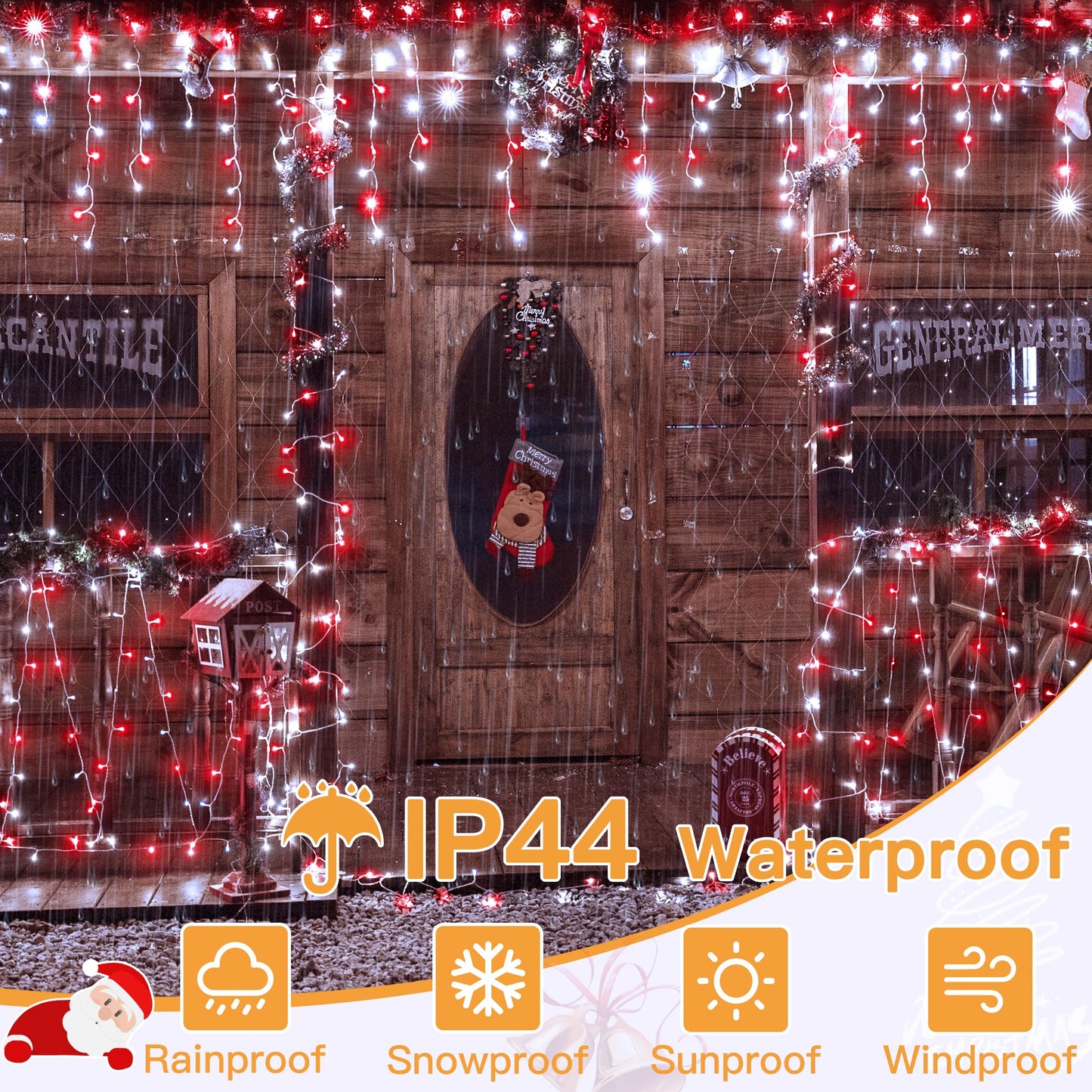Ollny Icicle Lights for Outside 504LED 41FT, Red and White Christmas Light with Remote 8Modes Timers Waterproof, Plug in Connectable Hanging Lights for Outdoor Indoor House Roof Holiday