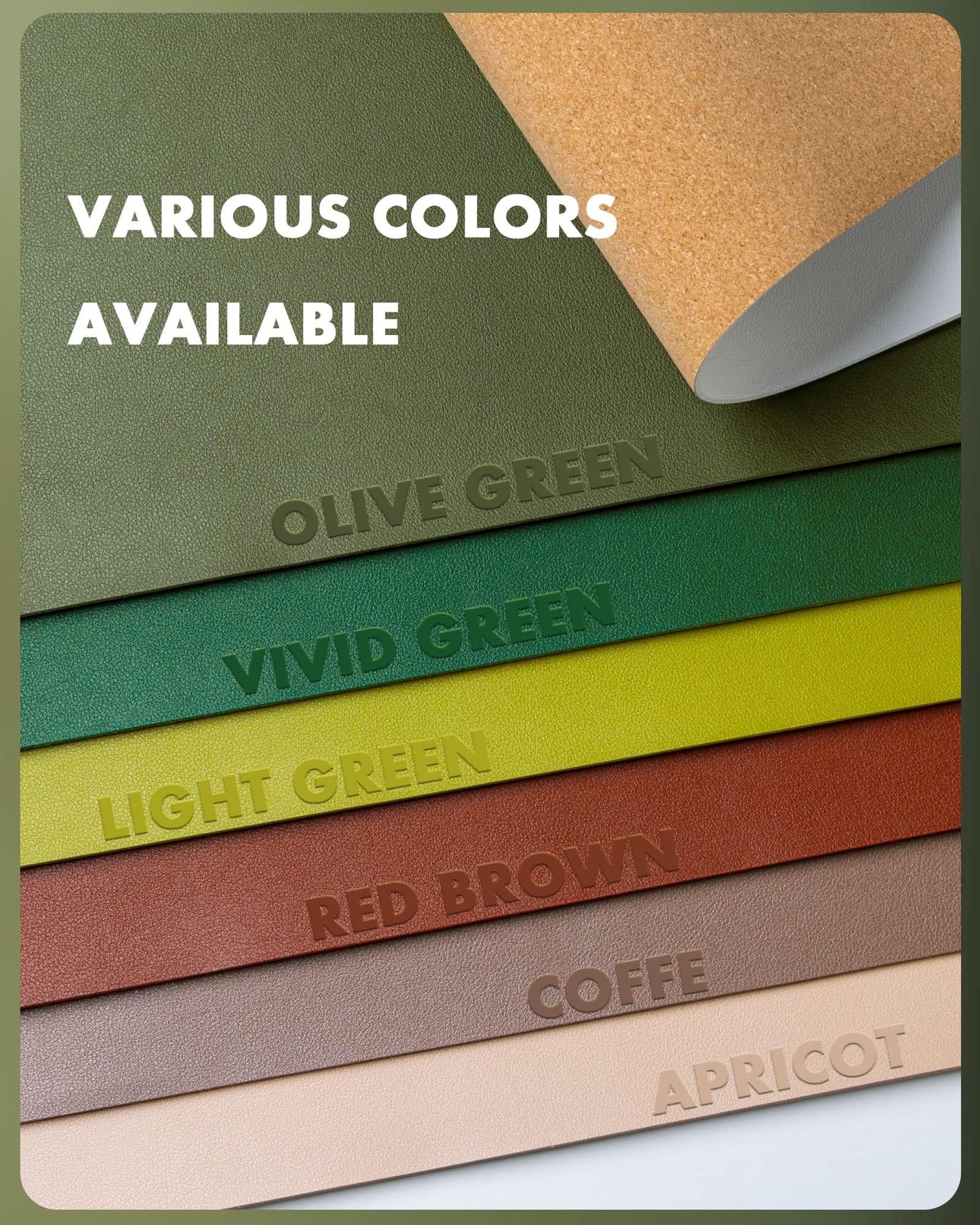 YSAGi Double-Sided Desk Pad, 31.5"x15.7"Leather Desk Mat, Eco Cork Desk Pad Protector,Large Mouse Pad,Waterproof Desk Blotter for Office/Home(Olive Green)