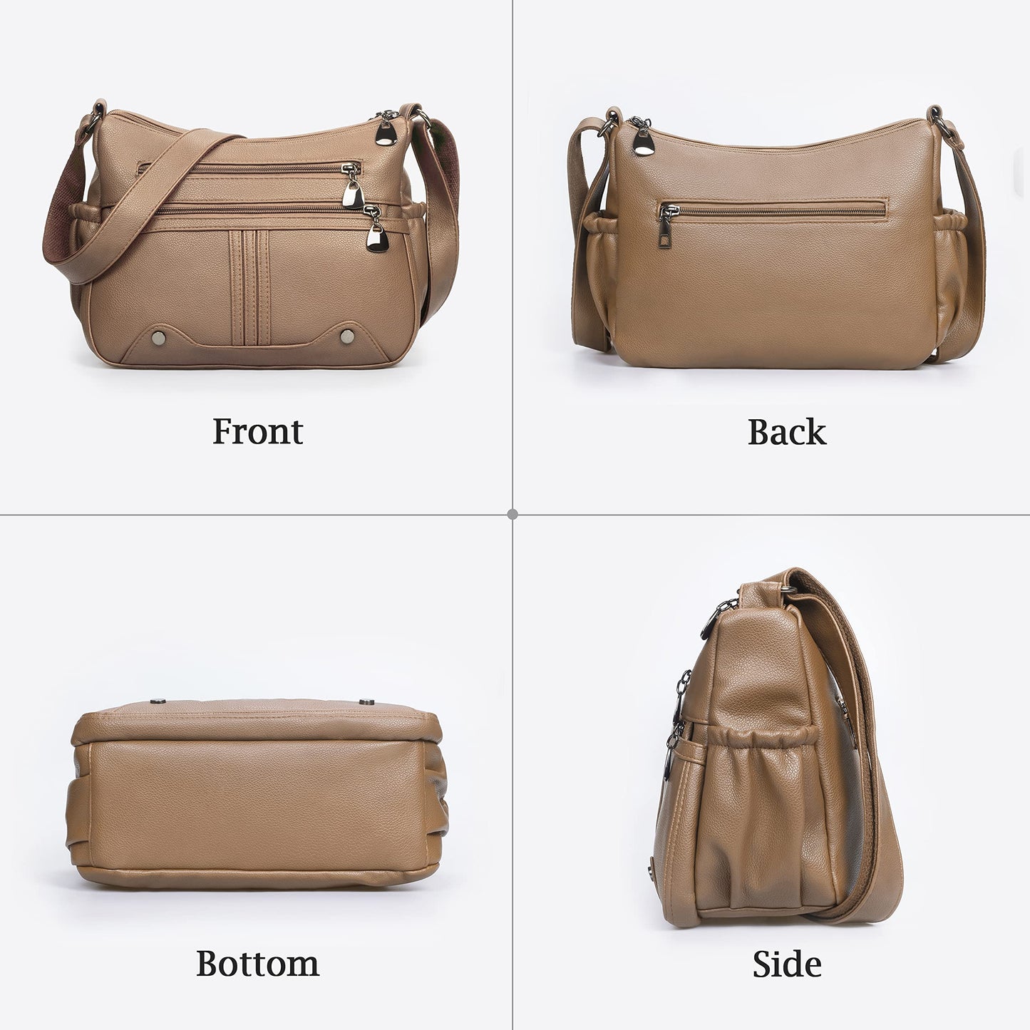 Women Soft PU Leather Shoulder Handbag Multi Pocket Crossbody Bag Ladies Medium Roomy Purses Fashion Tote Top Handle Satchel