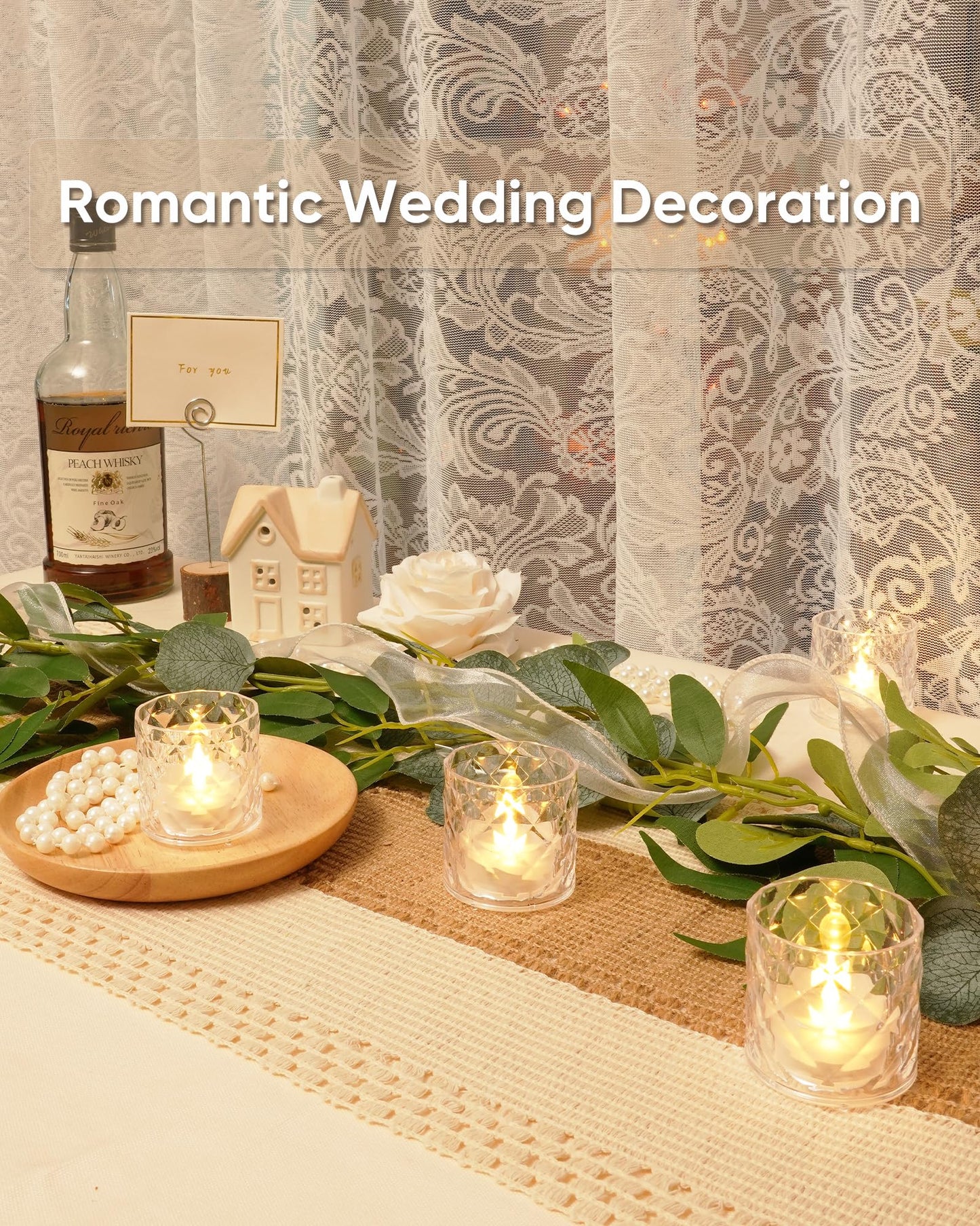 Homemory 2" x 2" Acrylic Votive Candle Holders with Auto Timer Flameless Led Tealight, Battery Powered Fake Electric Candles for Wedding Centerpiece, Table, Christmas Decor (6Pack, Clear Base)