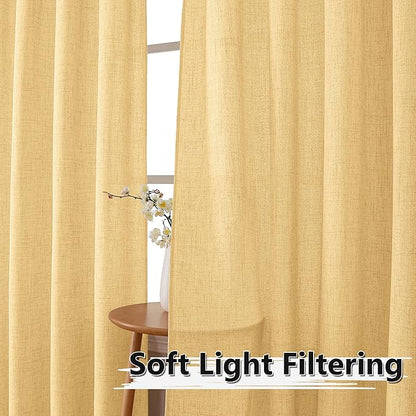 Tollpiz Linen Tier Curtains Rod Pocket Semi Sheer Short Kitchen Curtain Half Burlap Light Filtering Thick Linen Drape for Bathroom, 30 x 30 inches Long, Beige, Set of 2 Panels