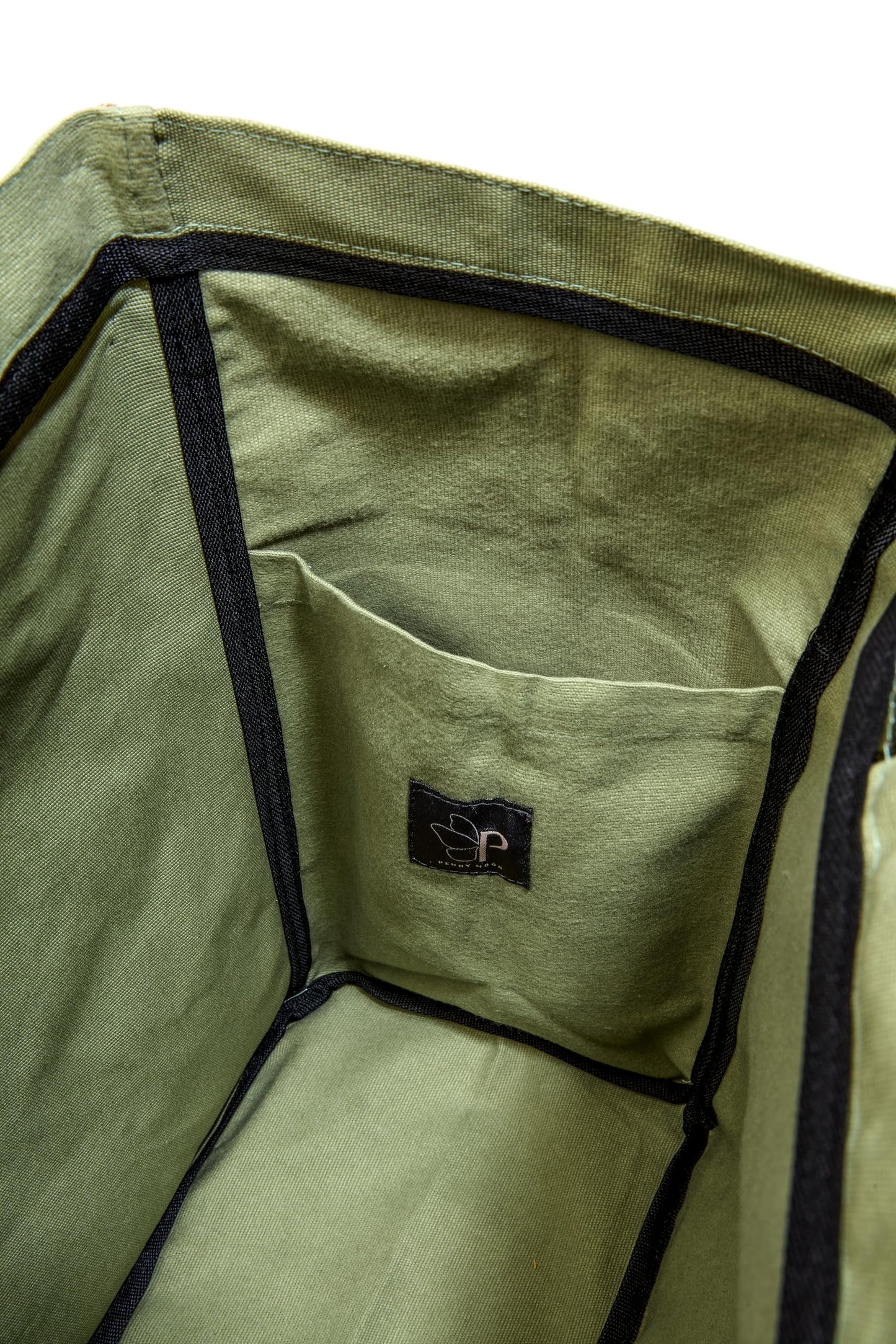 Wild Harmony Canvas Bag – Tiger Print Cotton Bag with Khaki Webbing Handles, Interior Pocket - 3 Color Options (khaki)